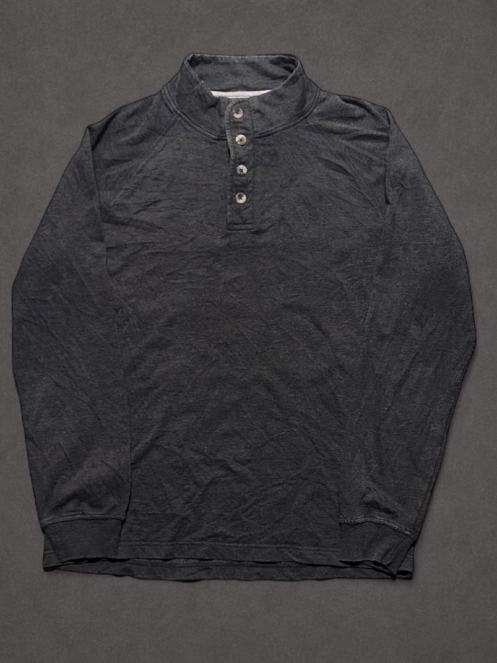Copper & Oak Heather Charcoal Henley Long Sleeve Pullover Large